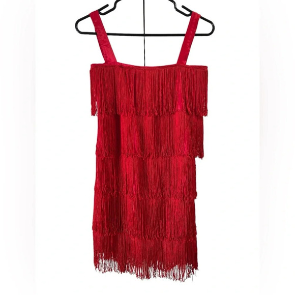 Dresses & Skirts - Red fringe flapper costume mini dress